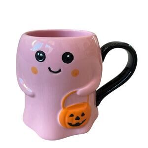 Lang 2024 Pink Ghost Mug Halloween Jack-O-Lantern Pumpkin Ceramic Coffee Cup NEW